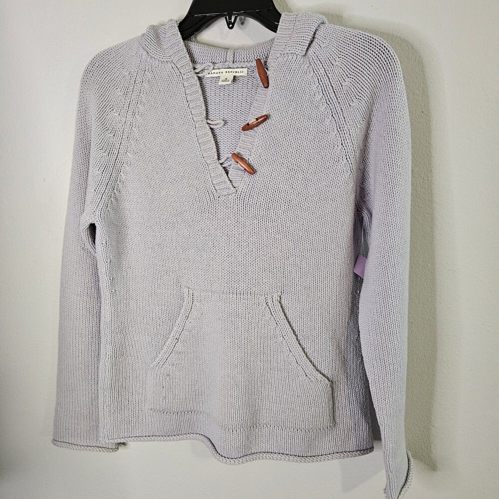 Banana Republic Women’s Size Small Lt Gray Pullover Hooded Sweater Toggle Accent
